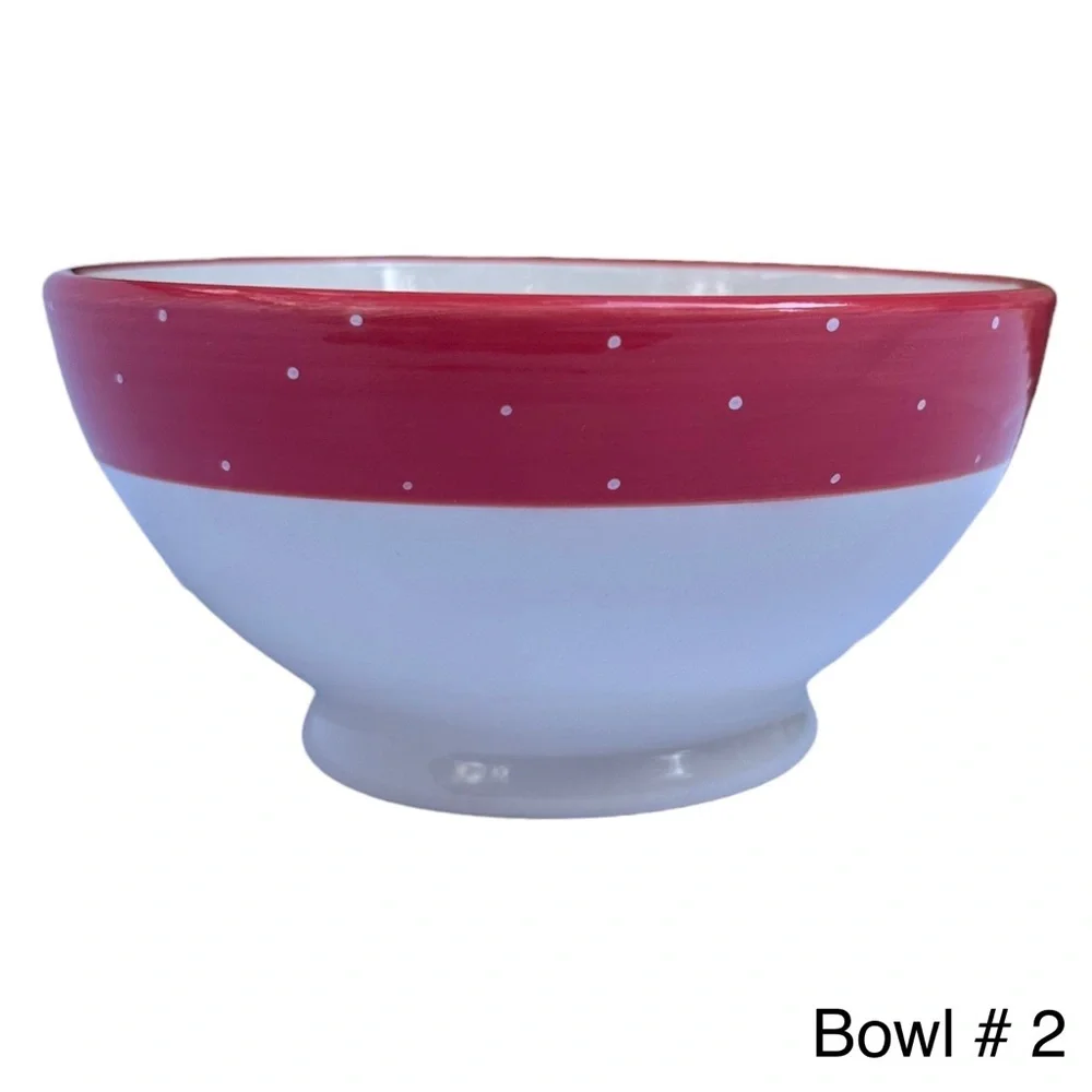 Rae Dunn SNACK Bowl Red White Polka Dot Christmas Valentine’s Day NWT 2017 OG